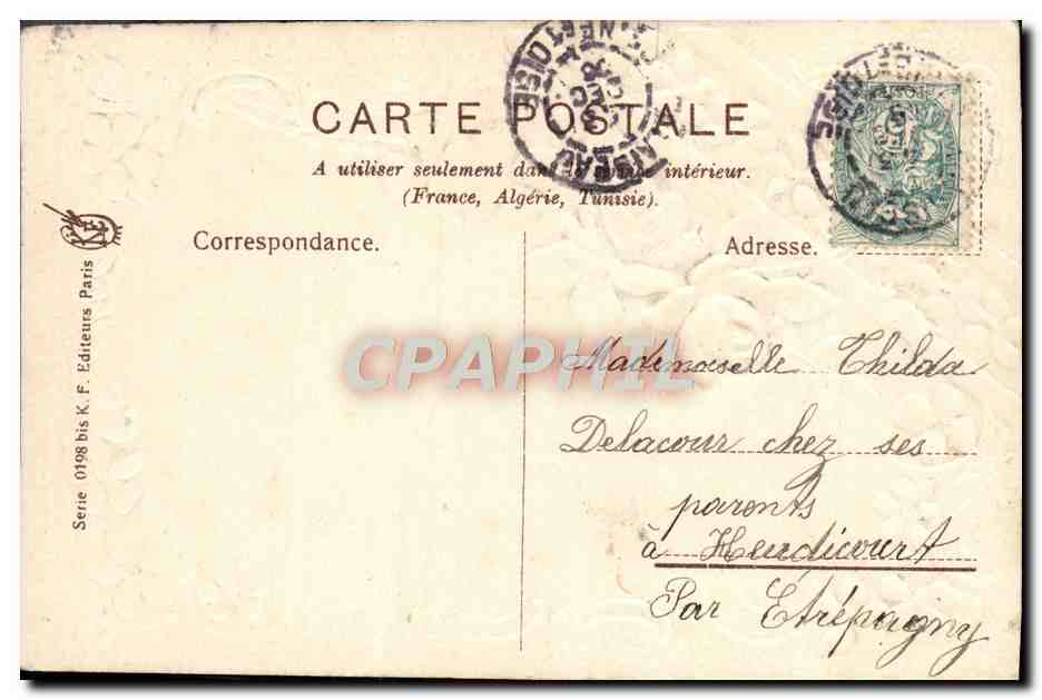 CPA Fantaisie Fleurs Trefles  — Verso