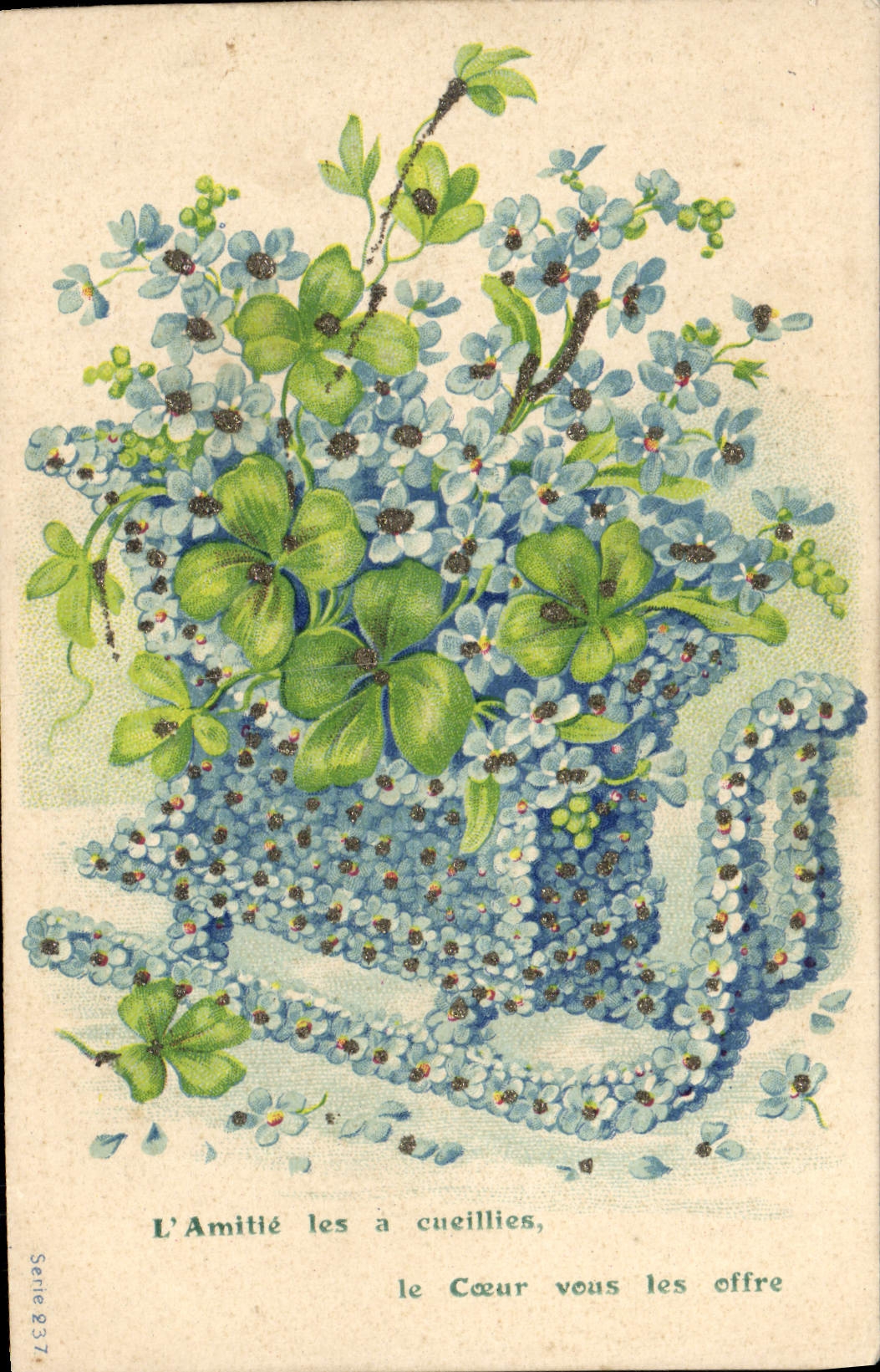 CPA Fantaisie Fleurs Luge Traineau Trefles