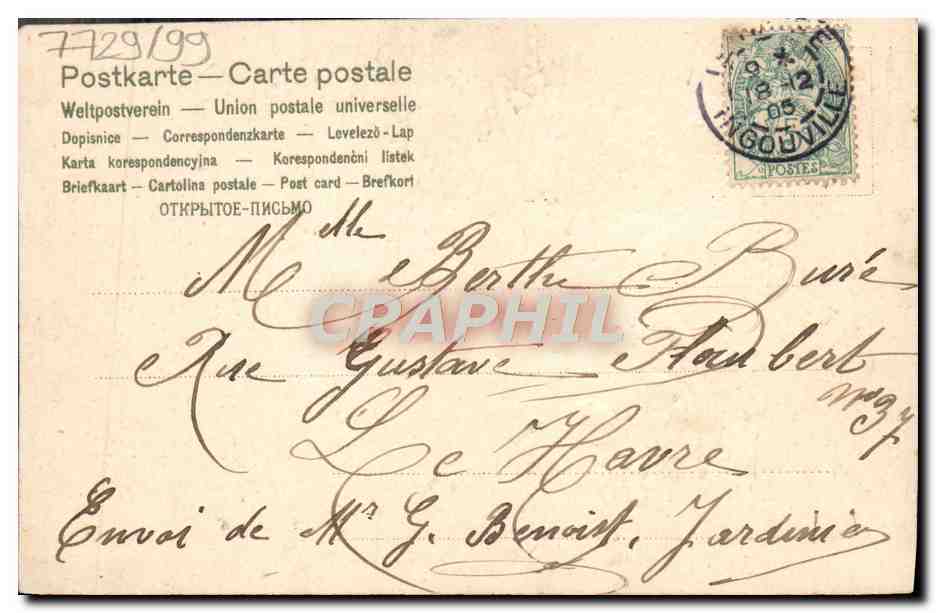 CPA Fantaisie Fleurs Luge Traineau Trefles — Rückseite