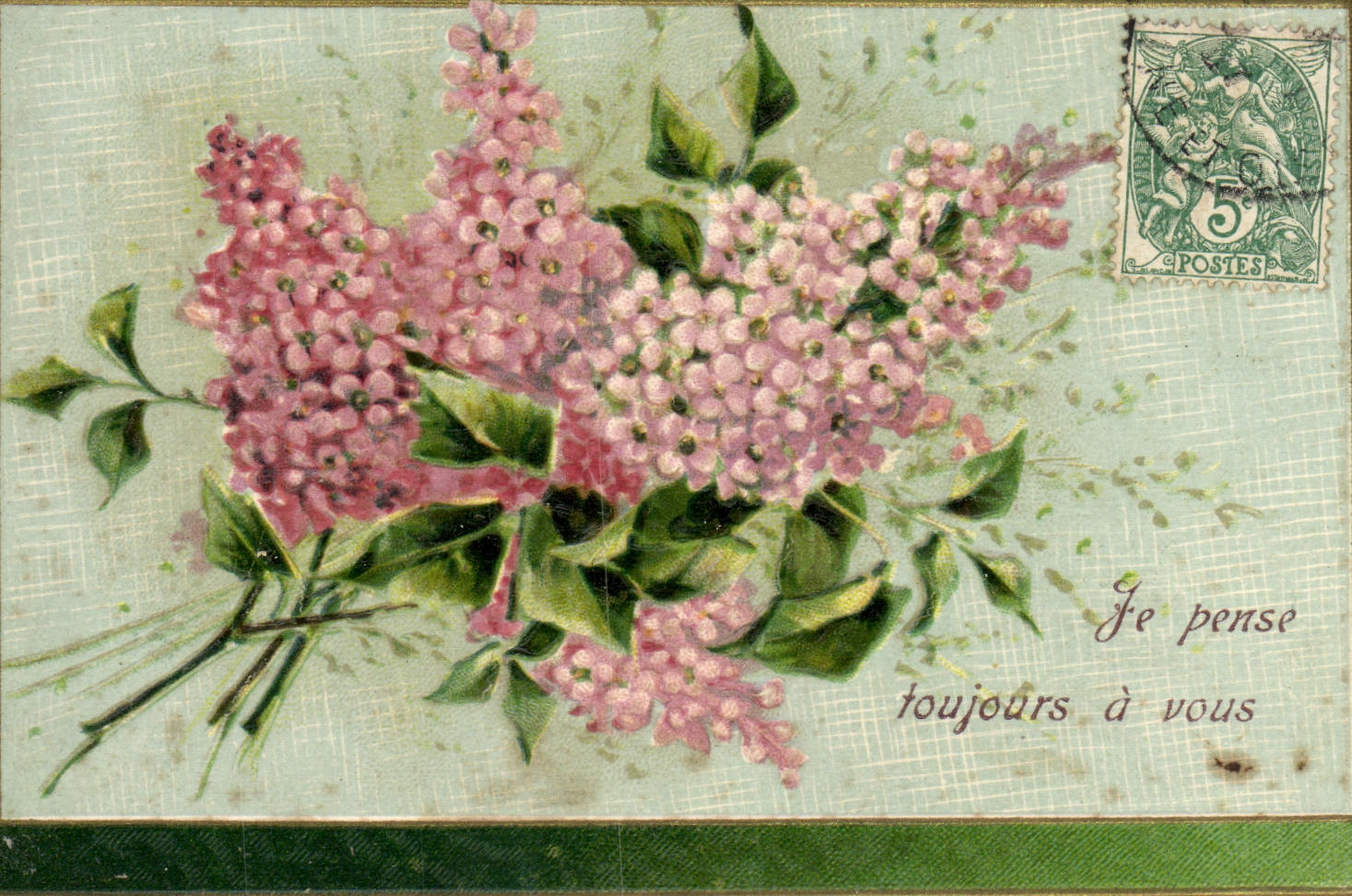 Bouquet de lilas — Je pense toujours à vous — Union postale universelle