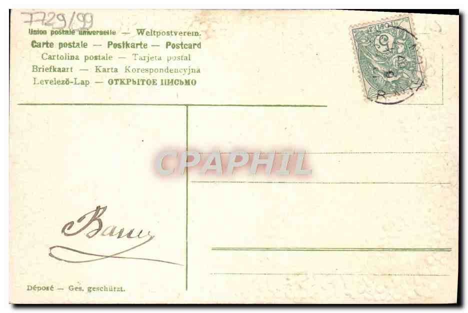 CPA Fantaisie Fleurs Main Coeur — Rückseite