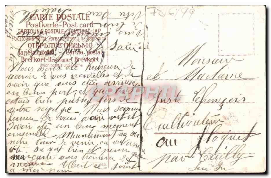 CPA Fantaisie Fleurs Colombes Tracteur  — Verso