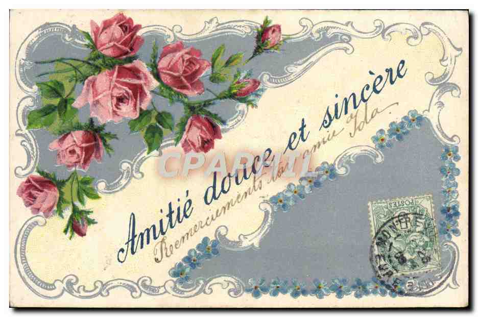 CPA Fantaisie Fleurs Carte argentee