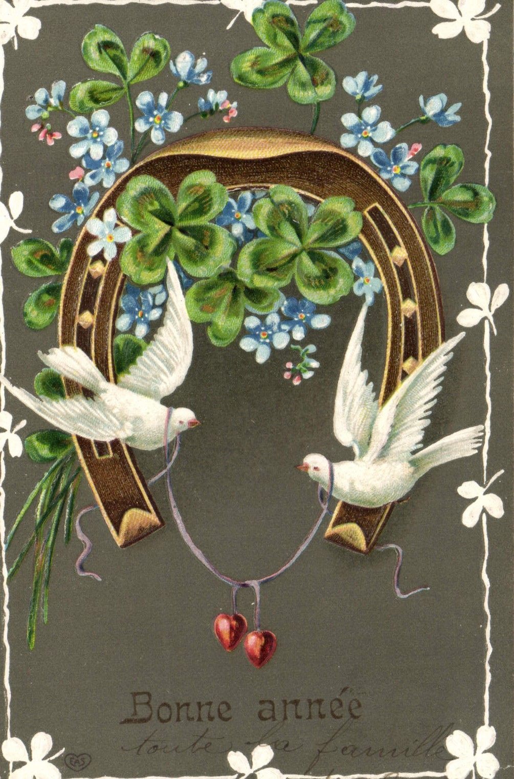 CPA Fantaisie Fleurs Colombes Trefles
