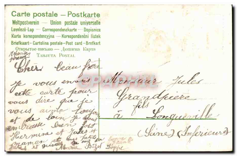 CPA Fantaisie Fleurs Trefle — Verso
