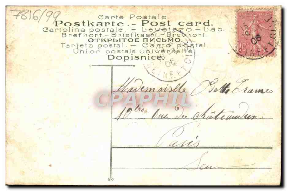 CPA Fantaisie Fleurs Enfant Arrosoir Trefles — Rückseite
