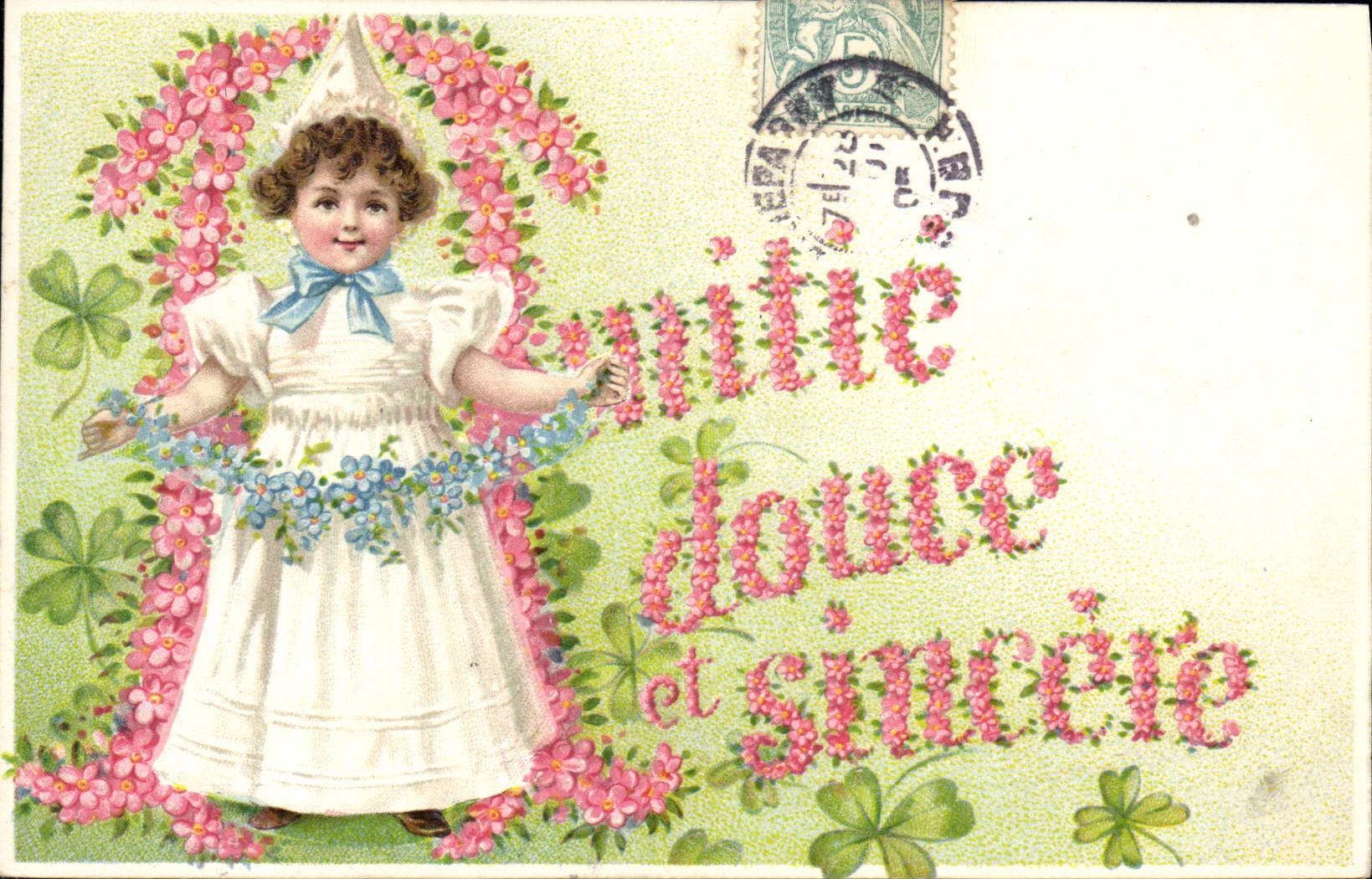 CPA Fantaisie Fleurs Enfant