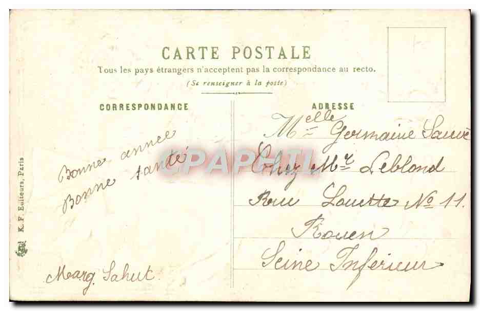 CPA Fantaisie Fleurs Oiseaux — Verso