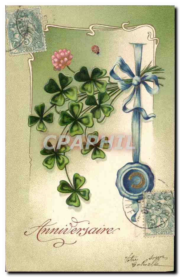 CPA Fantaisie Fleurs Trefles