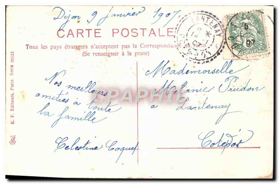 CPA Fantaisie Fleurs Moulin a vent — Rückseite