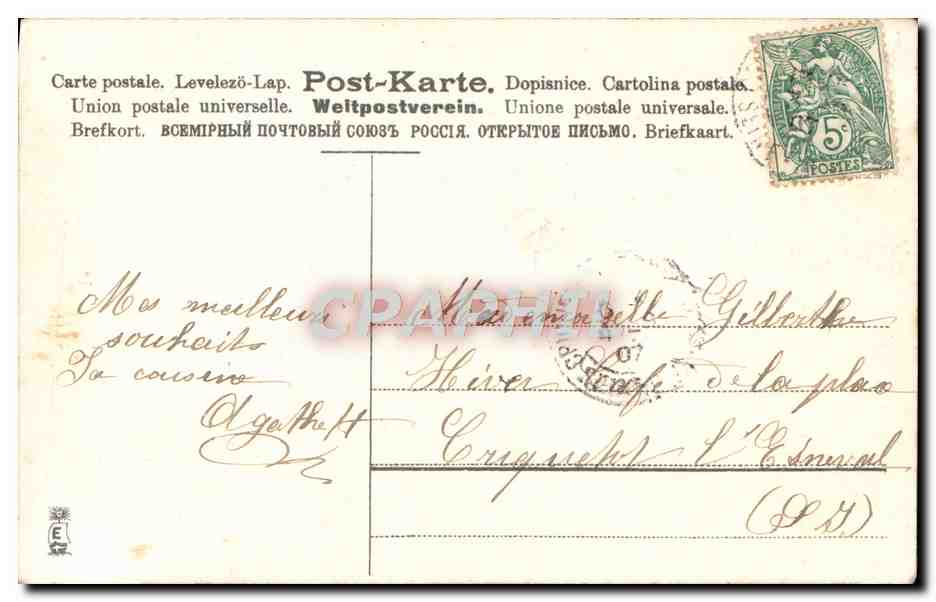 CPA Fantaisie Fleurs Hirondelles  — Verso