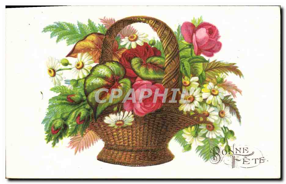 CPA Fantaisie Fleurs Corne d'abondance