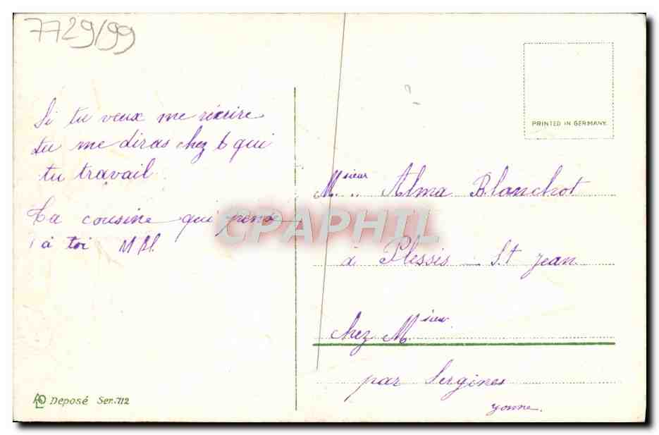 CPA Fantaisie Fleurs Moulin a vent Fer a cheval — Verso