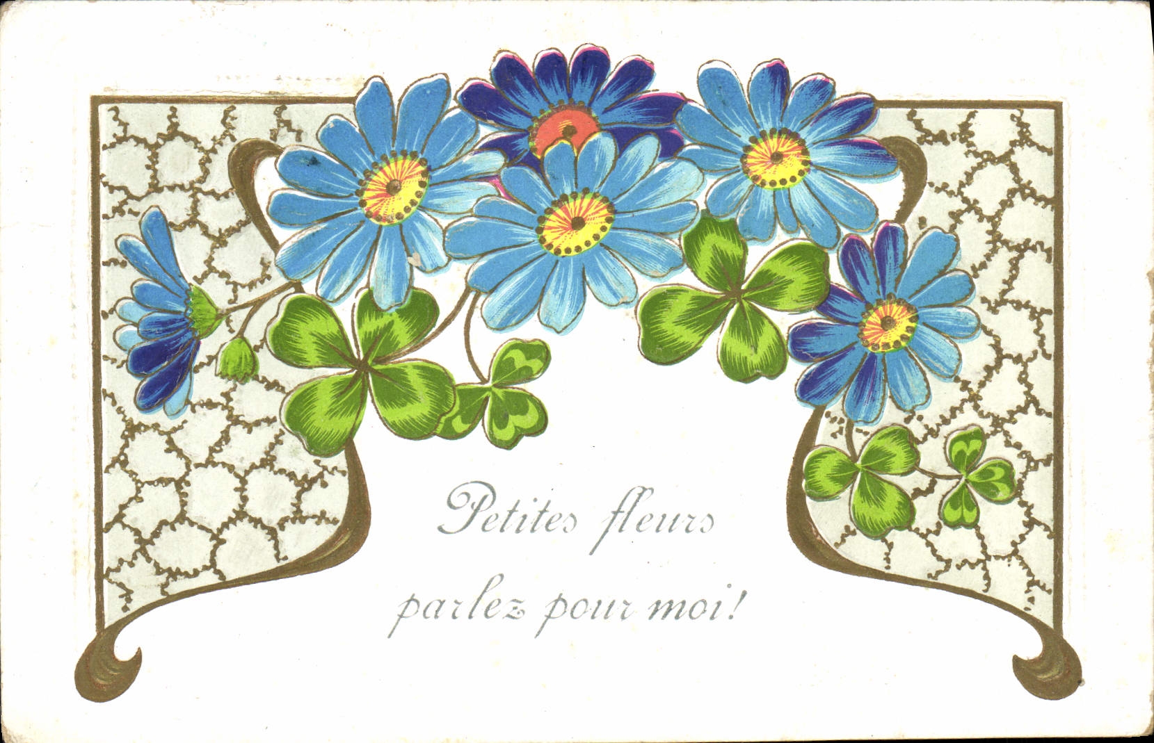 CPA Fantaisie Fleurs Trefles
