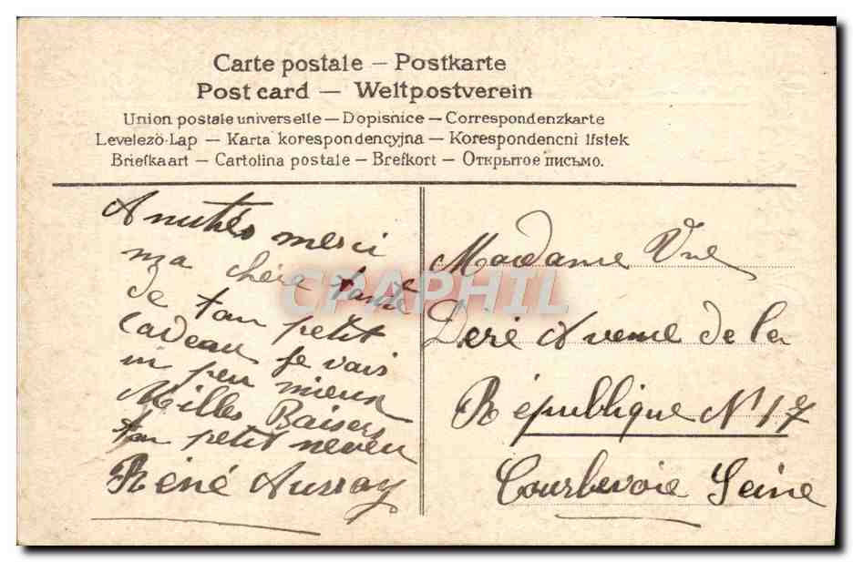CPA Fantaisie Fleurs Enfant Velo Cycle  — Rückseite