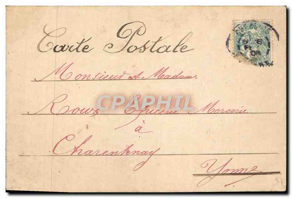 CPA Fantaisie Fleurs Hirondelle — Rückseite