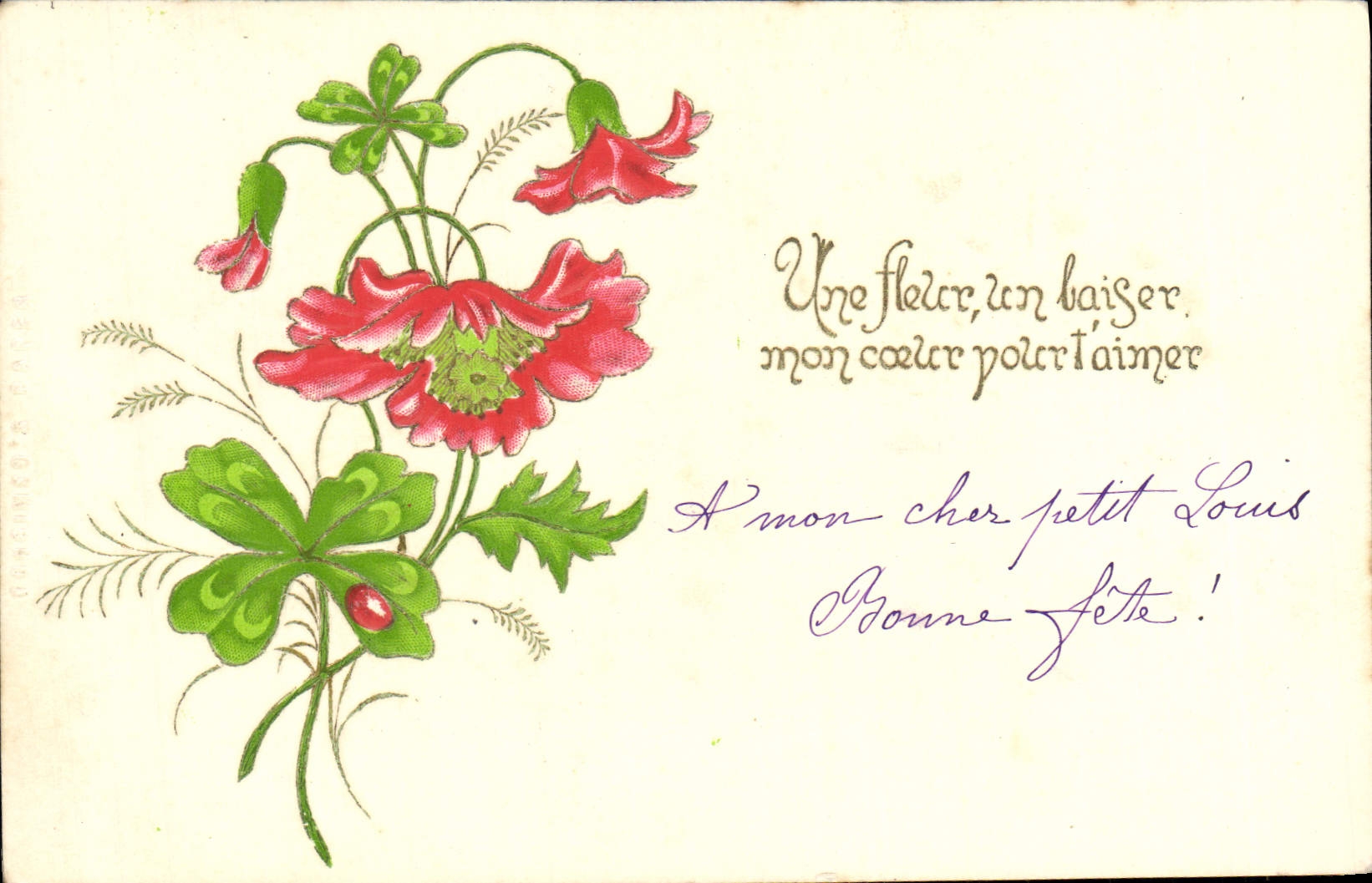 CPA Fantaisie Fleurs Trefles