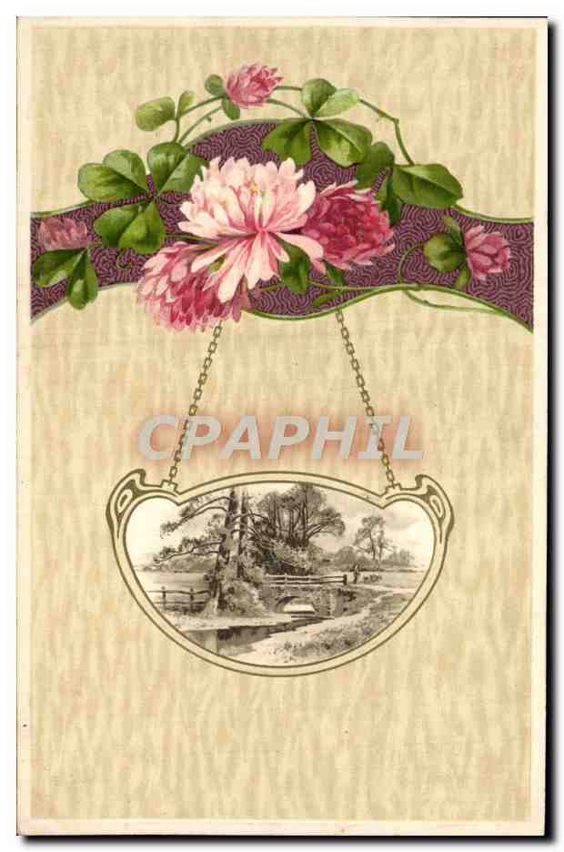 CPA Fantaisie Fleurs Trefles