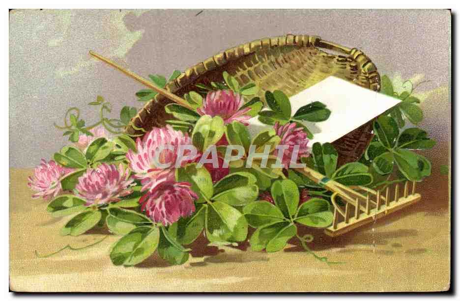CPA Fantaisie Fleurs Trefles
