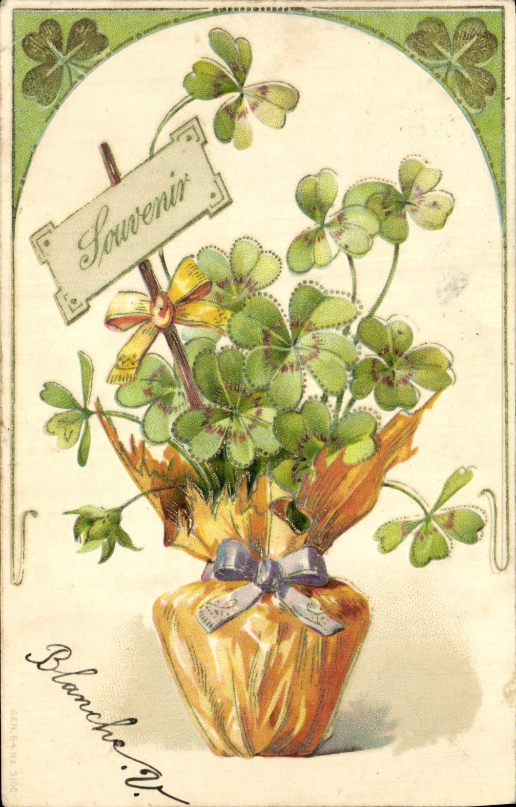 CPA Fantaisie Fleurs Trefles