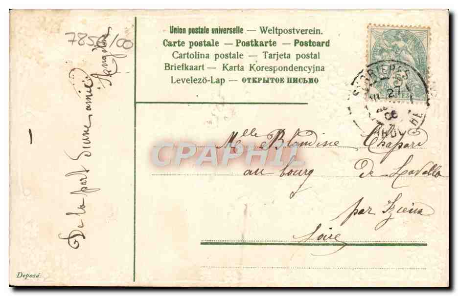 CPA Fantaisie Fleurs Vigne — Verso
