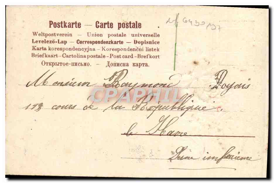 Fleurs et oiseau — Bonne fête — Souvenir D'Augustine — Rückseite