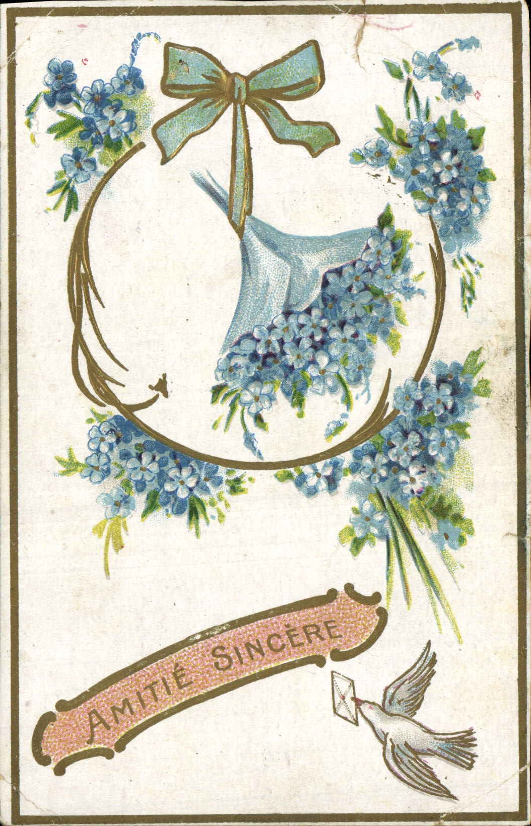 CPA Fantaisie Fleurs Colombe