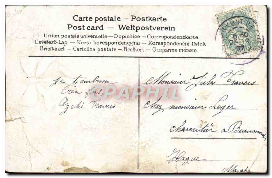 CPA Fantaisie Fleurs Colombe — Rückseite