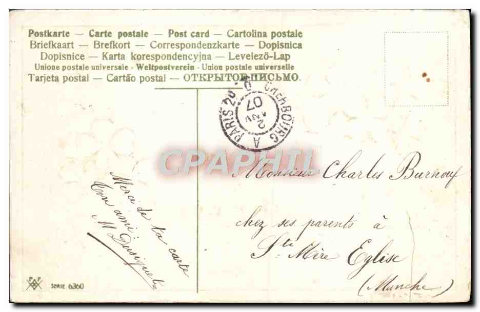 CPA Fantaisie Fleurs Trefles — Rückseite