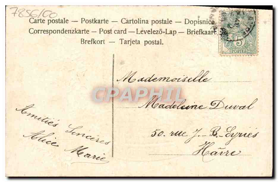 CPA Fantaisie Fleurs Souvenir — Verso