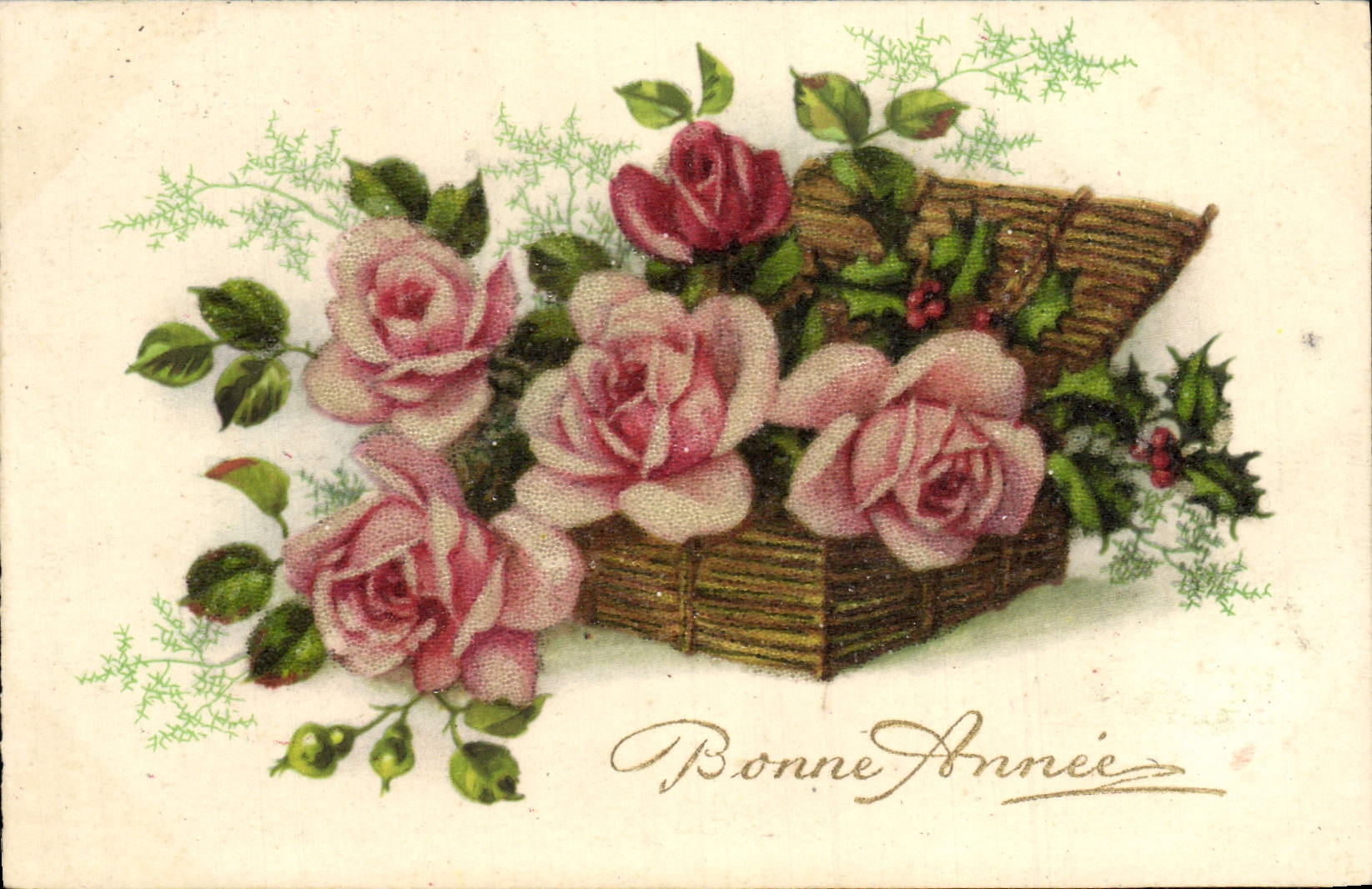 CPA Fantaisie Fleurs Bonne Annee