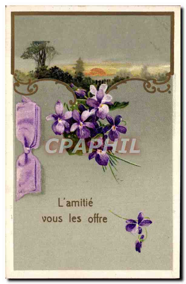 CPA Fantaisie Fleurs L'Amitie Vous Les Offre