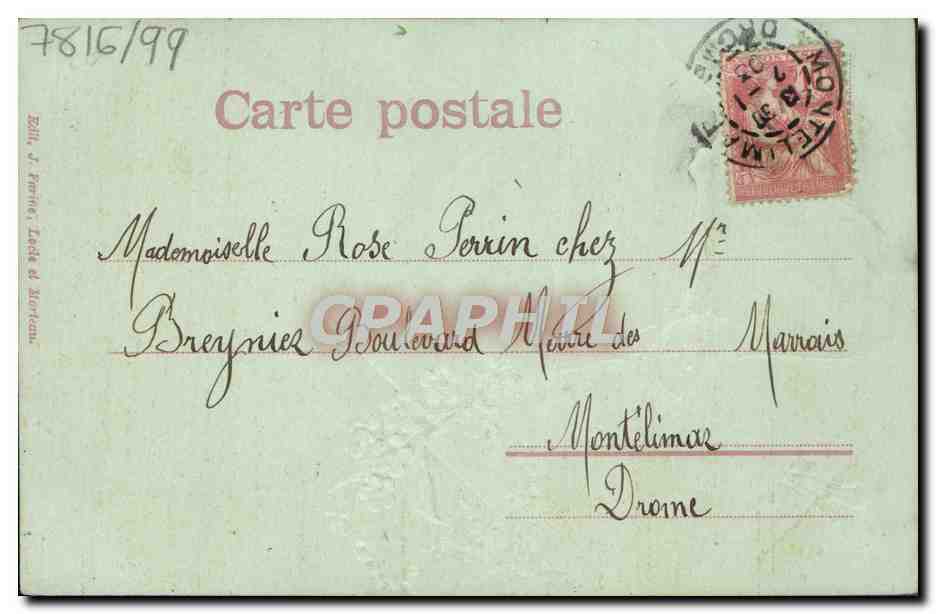 CPA Fantaisie Fleurs Lettre — Back