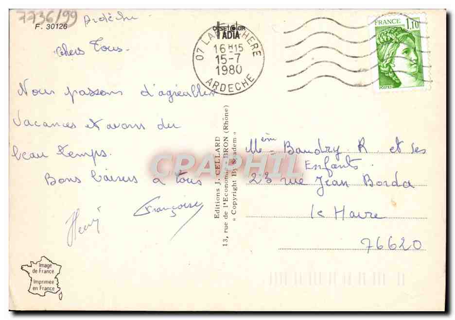 CPM Un Bonjour Qui Sent Bon La Lavande — Verso