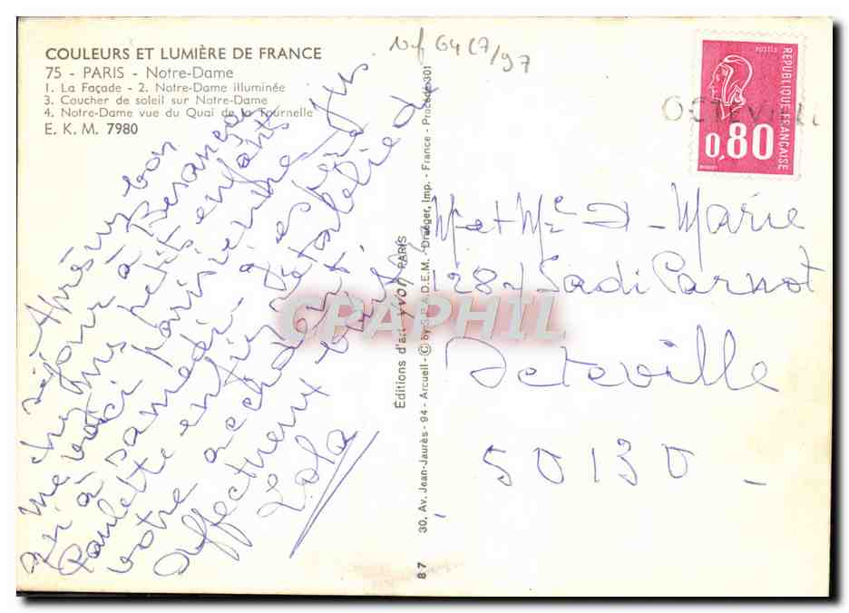 CPM Paris Notre Dame Bouquiniste — Verso