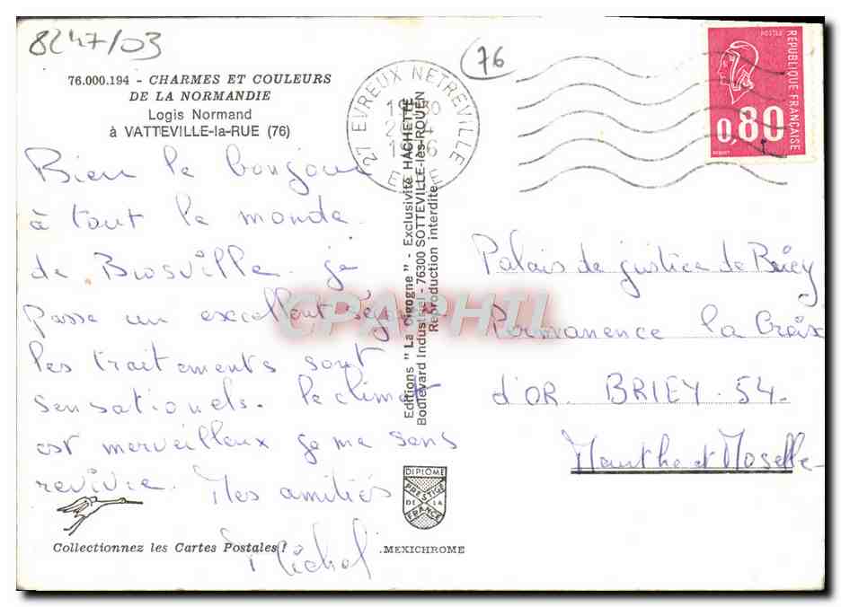 CPM Charmes Et Couleurs De La Normandie Logis Normand A Vatteville La Rue — Rückseite