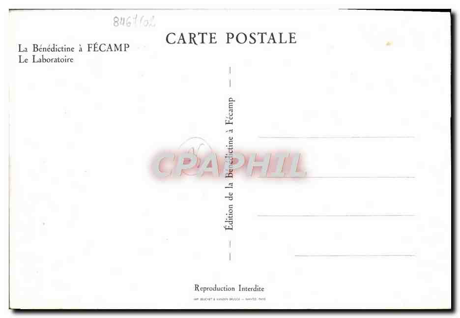 CPM La Benedictine A Fecamp Le Laboratoire — Rückseite