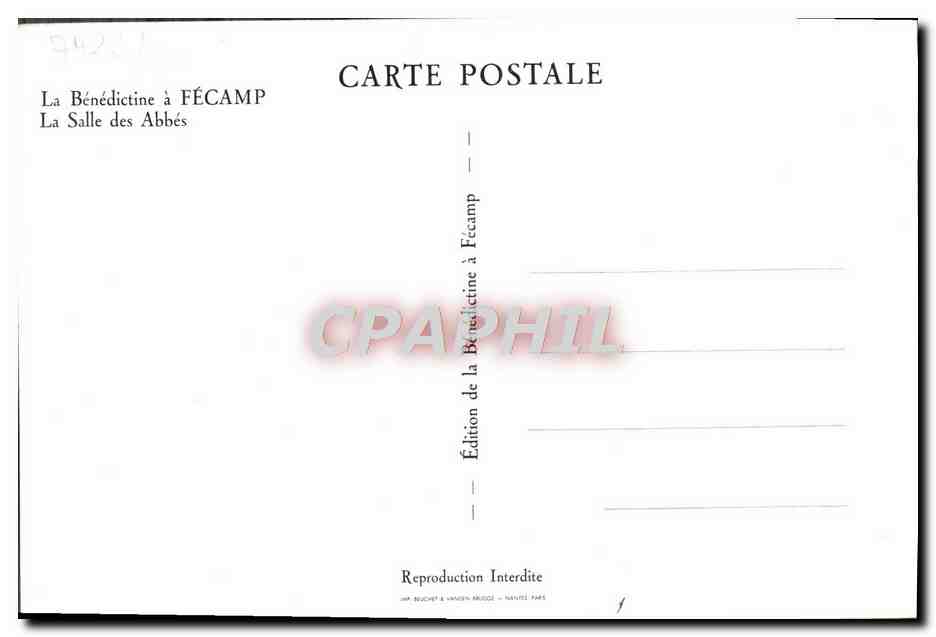CPM La Benedictine A Fecamp La Salle Des Abbes — Rückseite