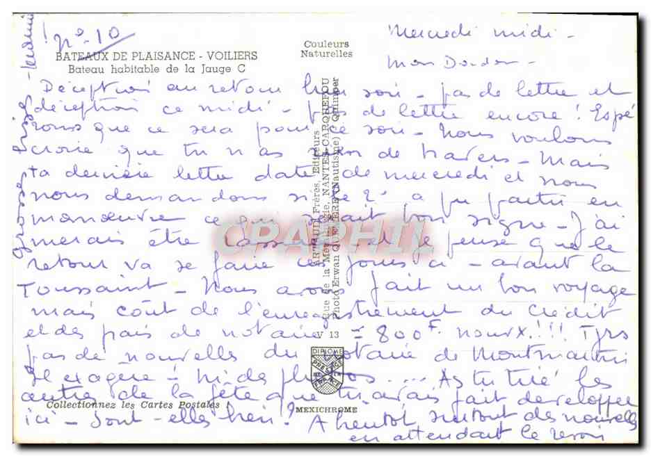 Bateau de plaisance - Voiliers - Bateau habitable de la Jauge C — Éditeur: La Méthode Frères, N°13 — Verso