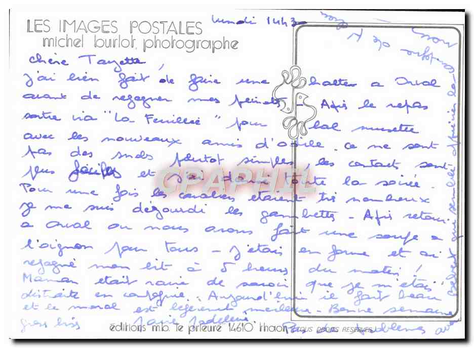 CPM Michel Lourlot Photographe — Rückseite