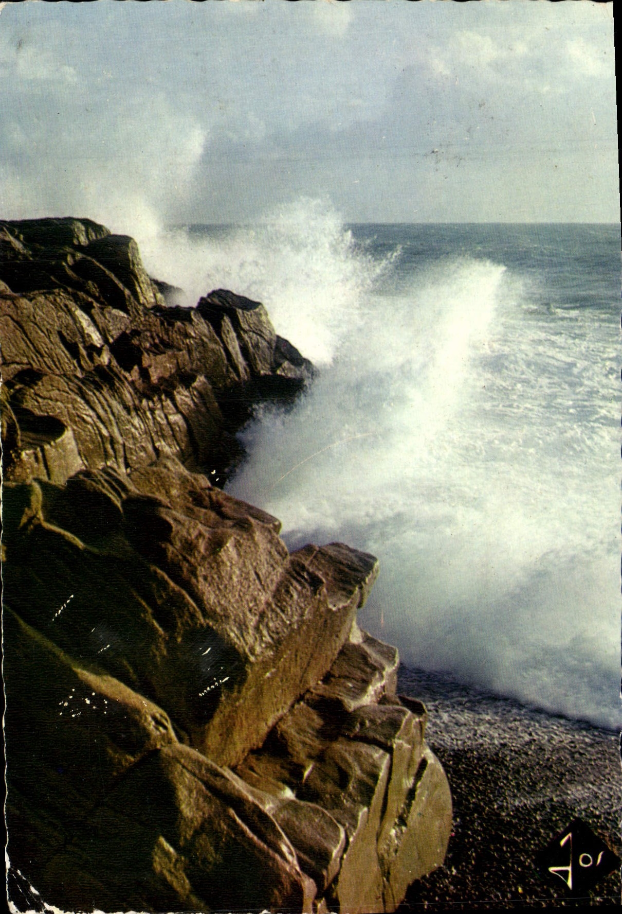 Vague déferlant sur la Côte bretonne — La Bretagne en couleurs, MX 3715 — Éditions d'Art Jos, Mexichrome