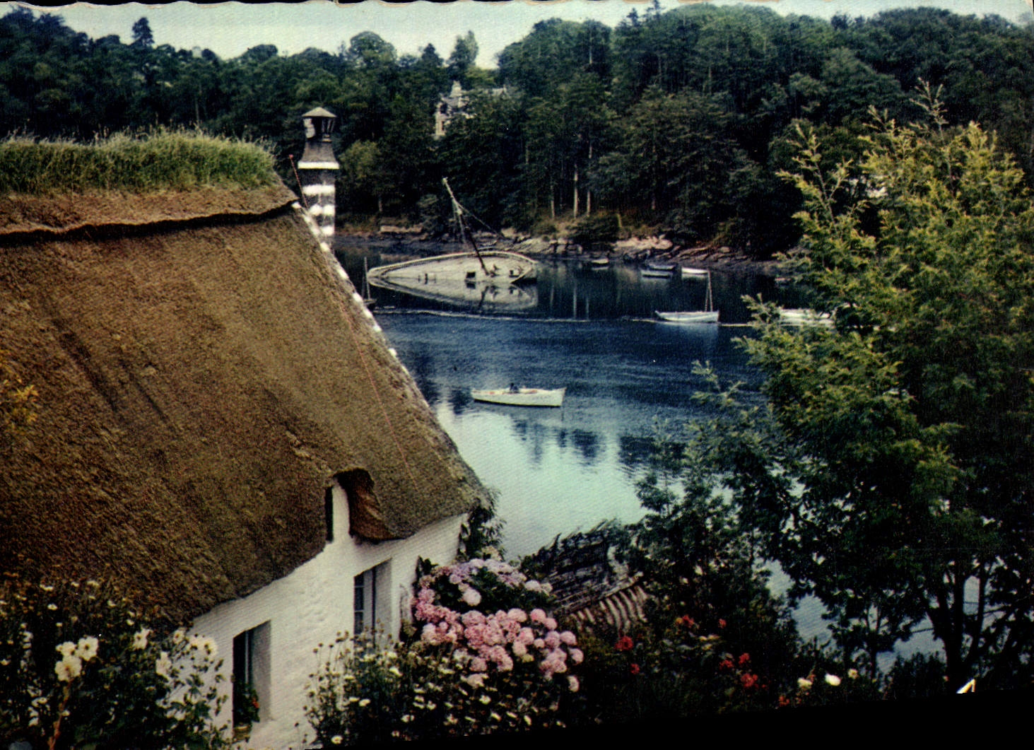 CPM La Bretagne En Couleurs La maison du pecheur pres du petit port de la riviere