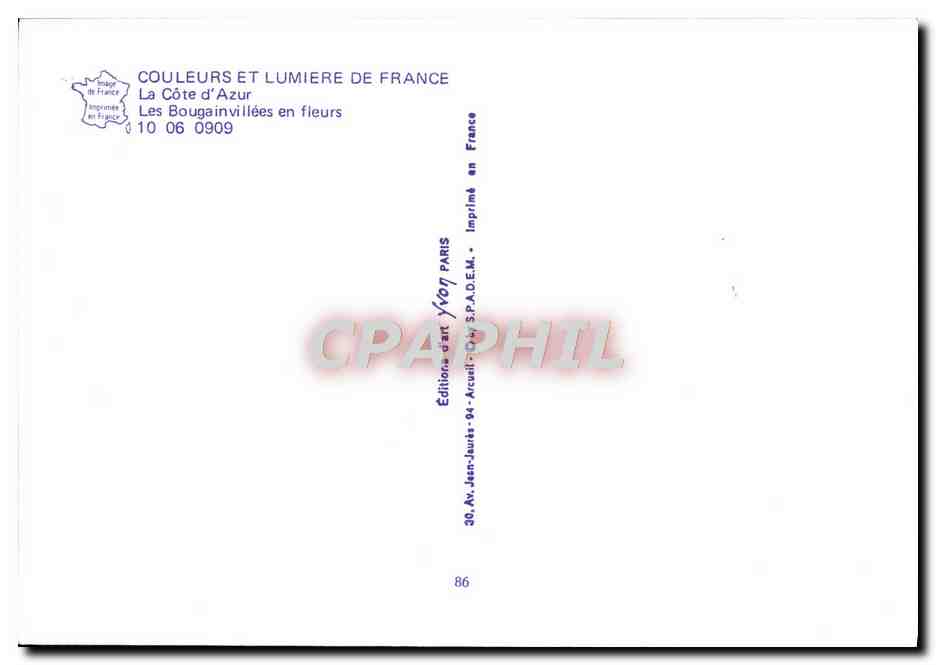 CPM Cote d'azur Les bougainvillees en fleurs  — Verso
