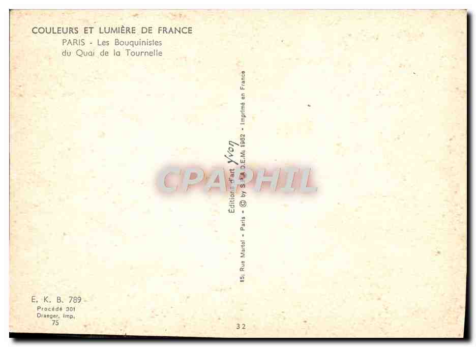 CPM Paris Les Bouquinistes Notre Dame — Rückseite