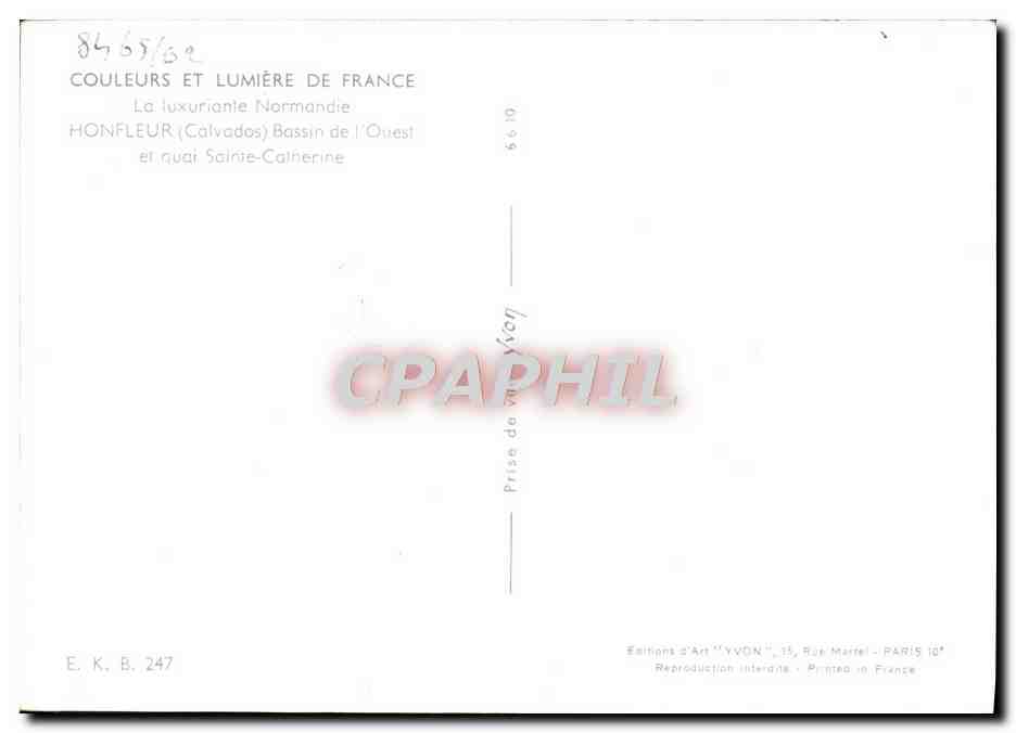Honfleur — Bassin de l'Ouest et quai Sainte-Catherine — Éditions d'Art YVON — Reverso