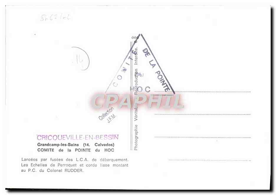 CPM Omaha Beach Grandcamps Les Bains Militaria Cricqueville en Bassin  — Verso