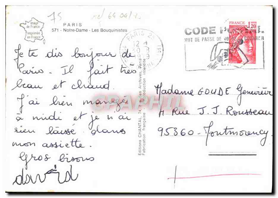 CPM Paris La Cathedrale Notre Dame Les bouquinistes — Rückseite
