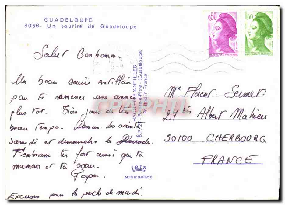 CPM Guadeloupe Un Sourire Femme — Rückseite