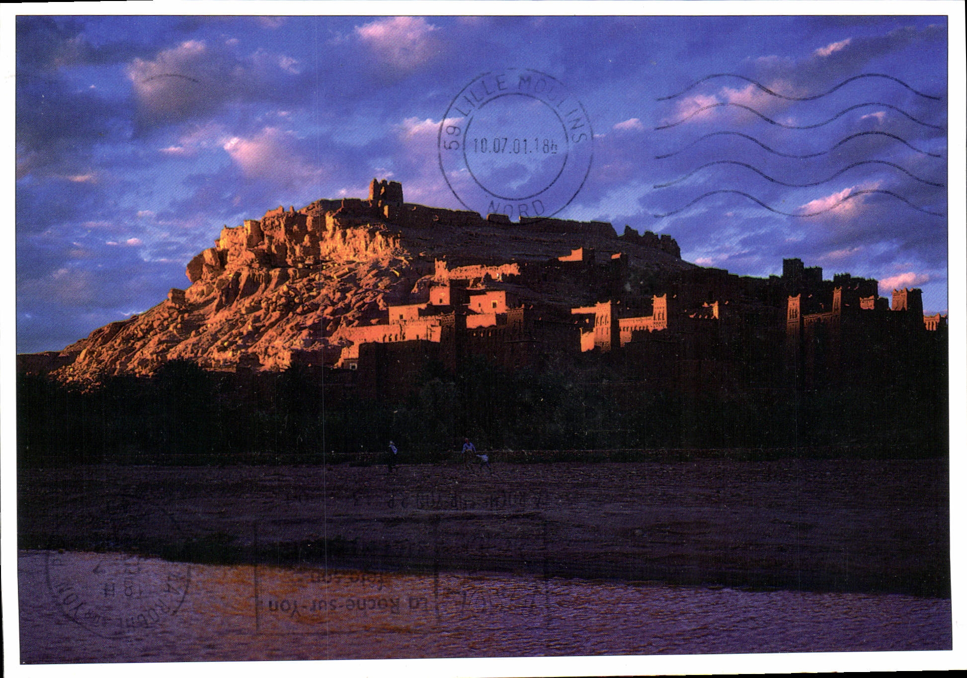 Ksar Ait Benhaddou (région de Ourzazate) — vue du ksar au crépuscule — ÉDITION, Casablanca, réf. SD 124