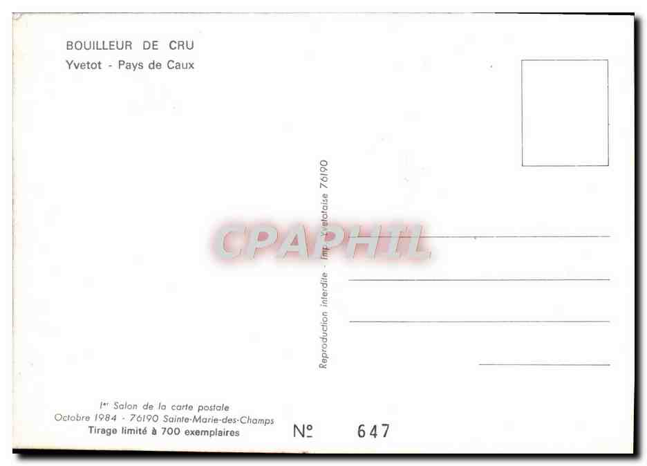 REPRO Bouilleur De Cru Yvetot Pays de Caux Pretre Folklore — Rückseite